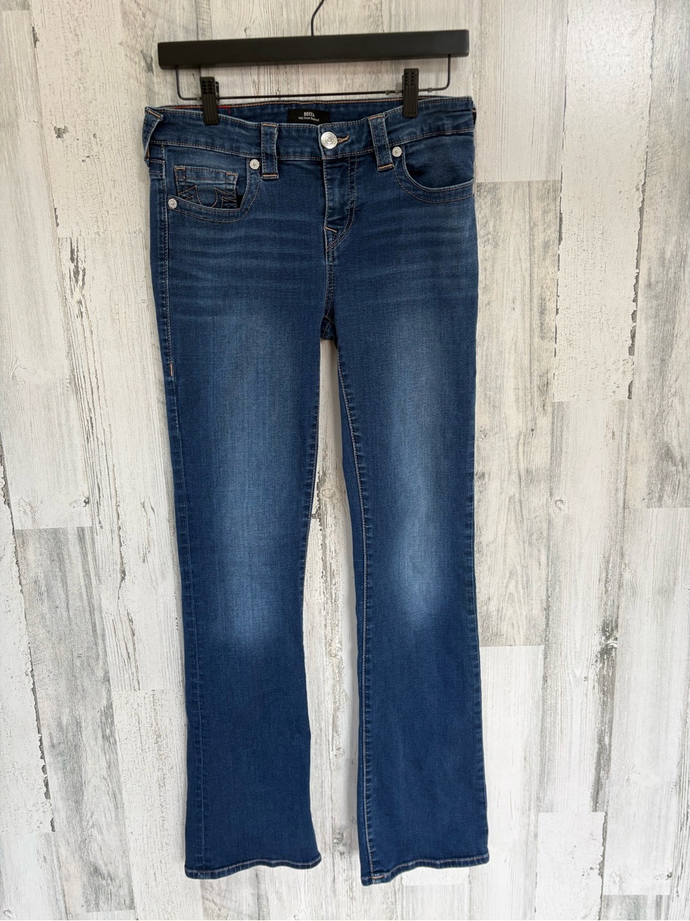 True Religion Women’s Size 29X32 Becca Mid Rise Bootcut Blue Denim Jeans